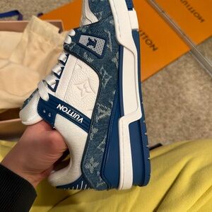 Louis Vuitton Denim Blue and White Sneakers W Size 8